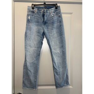 GAP Denim Distressed Light‎ Wash Straight Leg Jeans Women Size 27